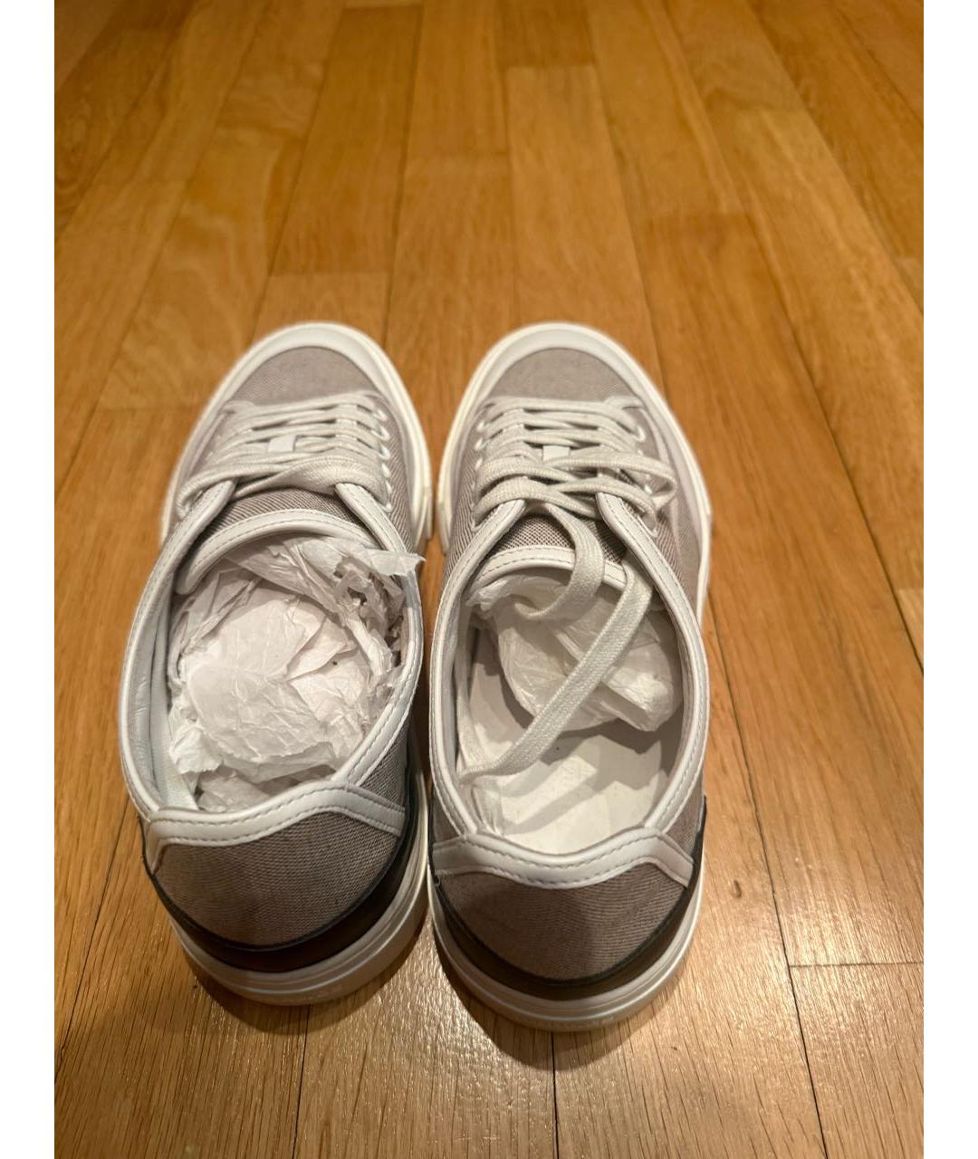 HERMES Бежевые текстильные кеды, фото 3