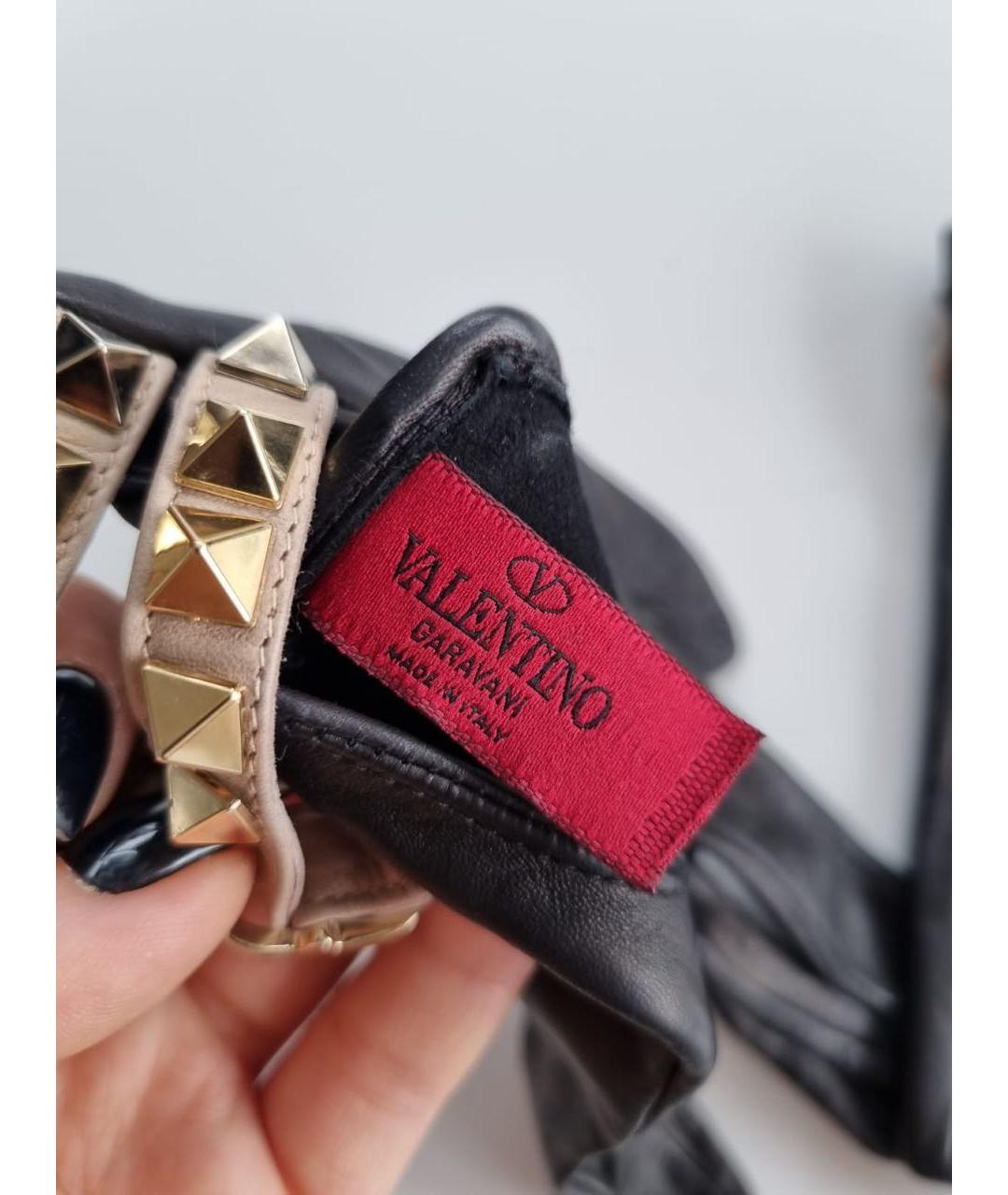 VALENTINO Черные кожаные перчатки, фото 3