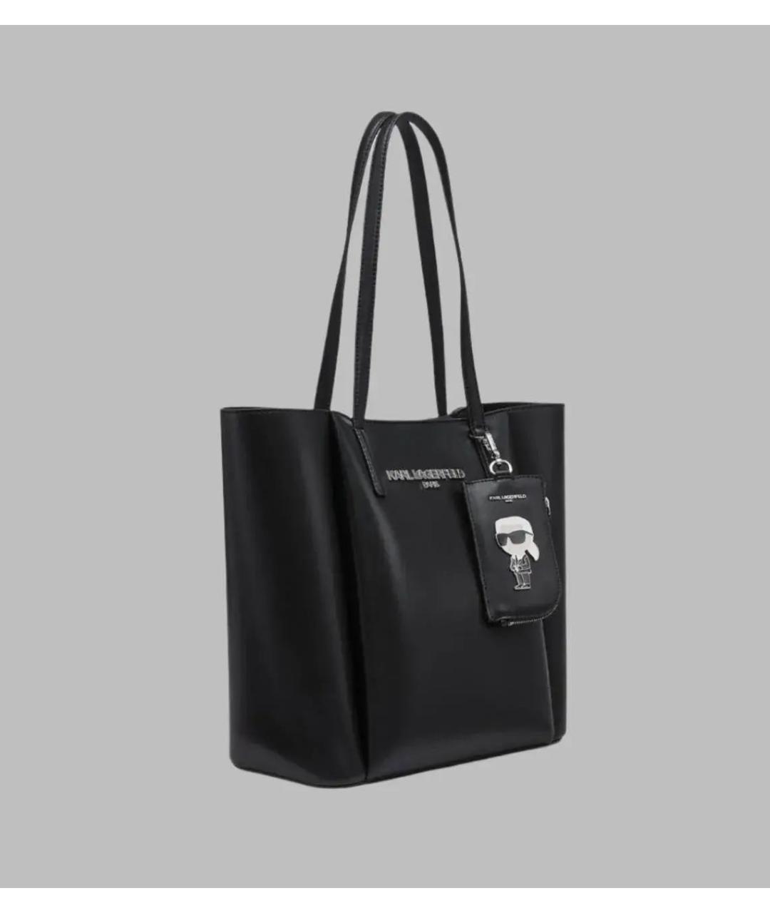 KARL LAGERFELD Черная кожаная сумка тоут, фото 3