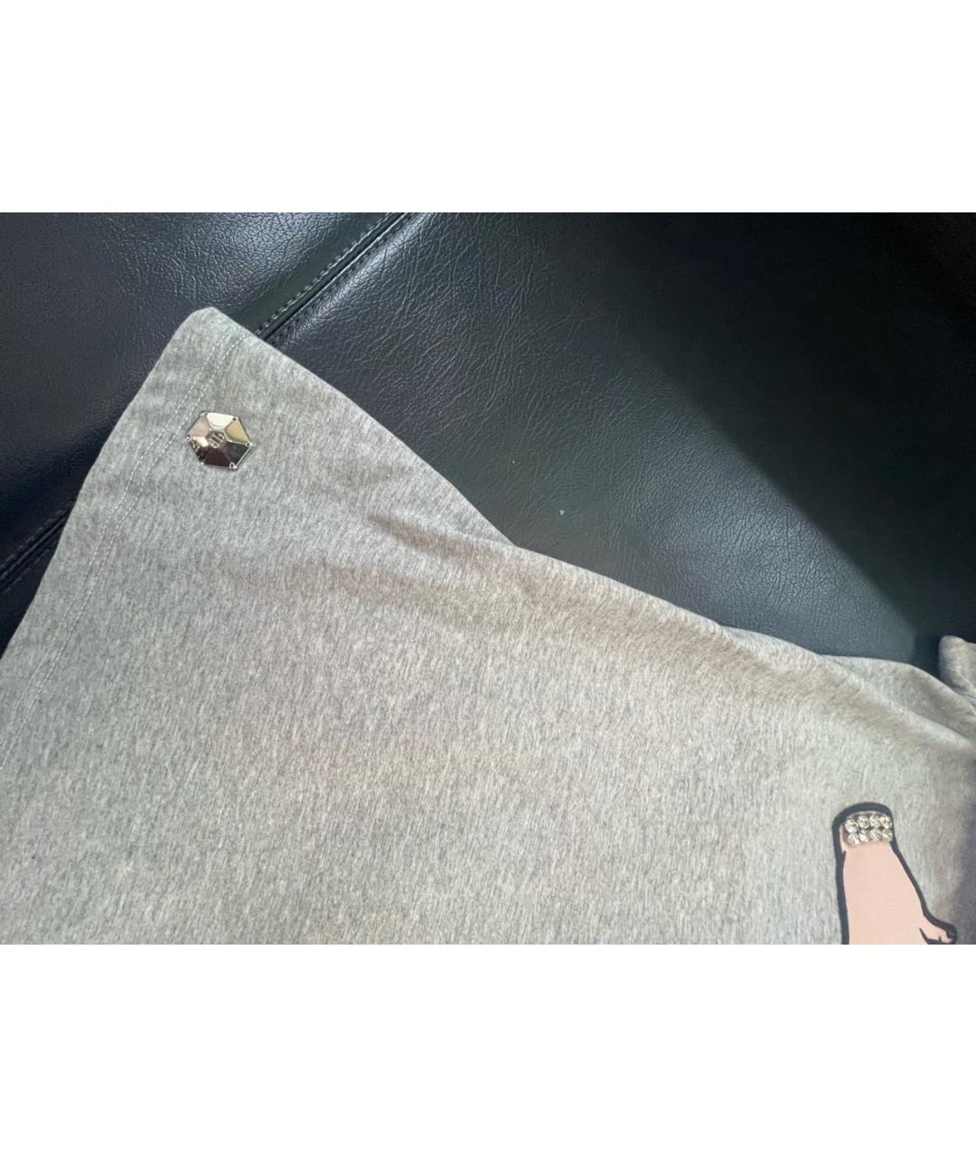 PHILIPP PLEIN Серая хлопковая футболка, фото 4