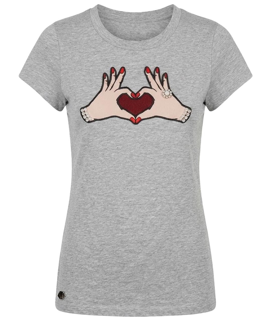 PHILIPP PLEIN Серая хлопковая футболка, фото 1