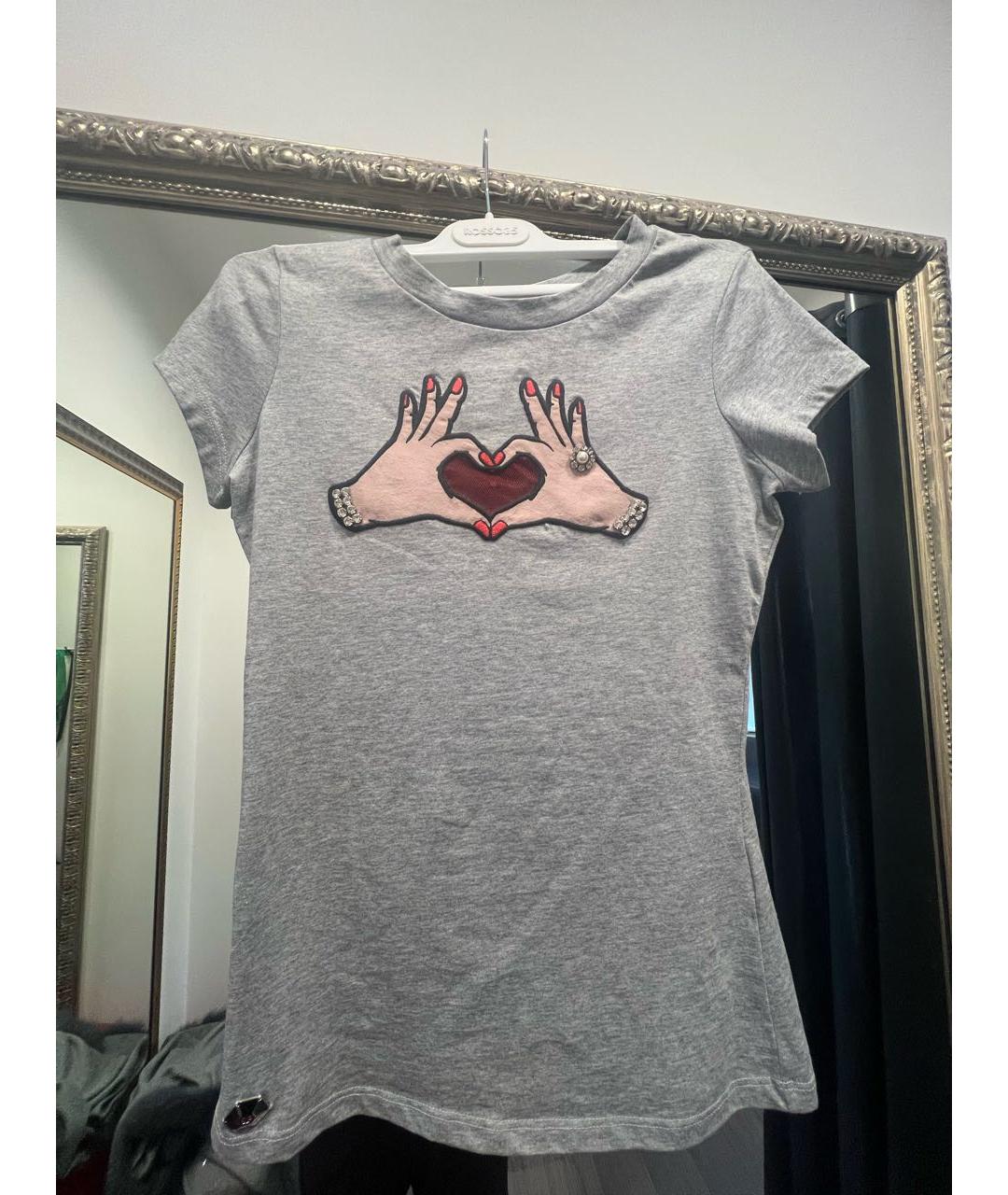 PHILIPP PLEIN Серая хлопковая футболка, фото 6