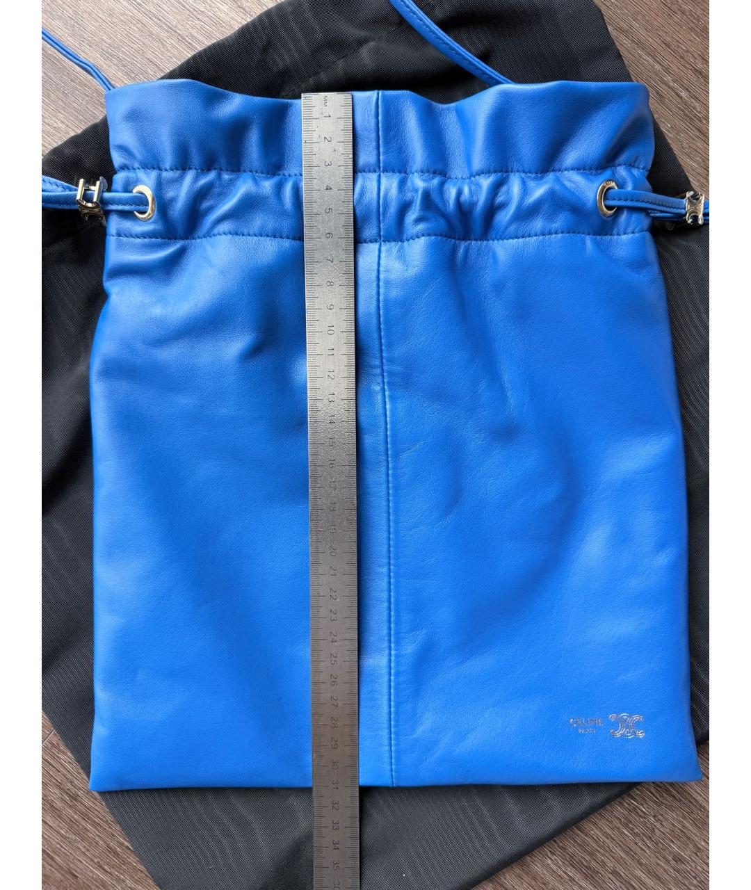 CELINE Синяя кожаная сумка через плечо, фото 6