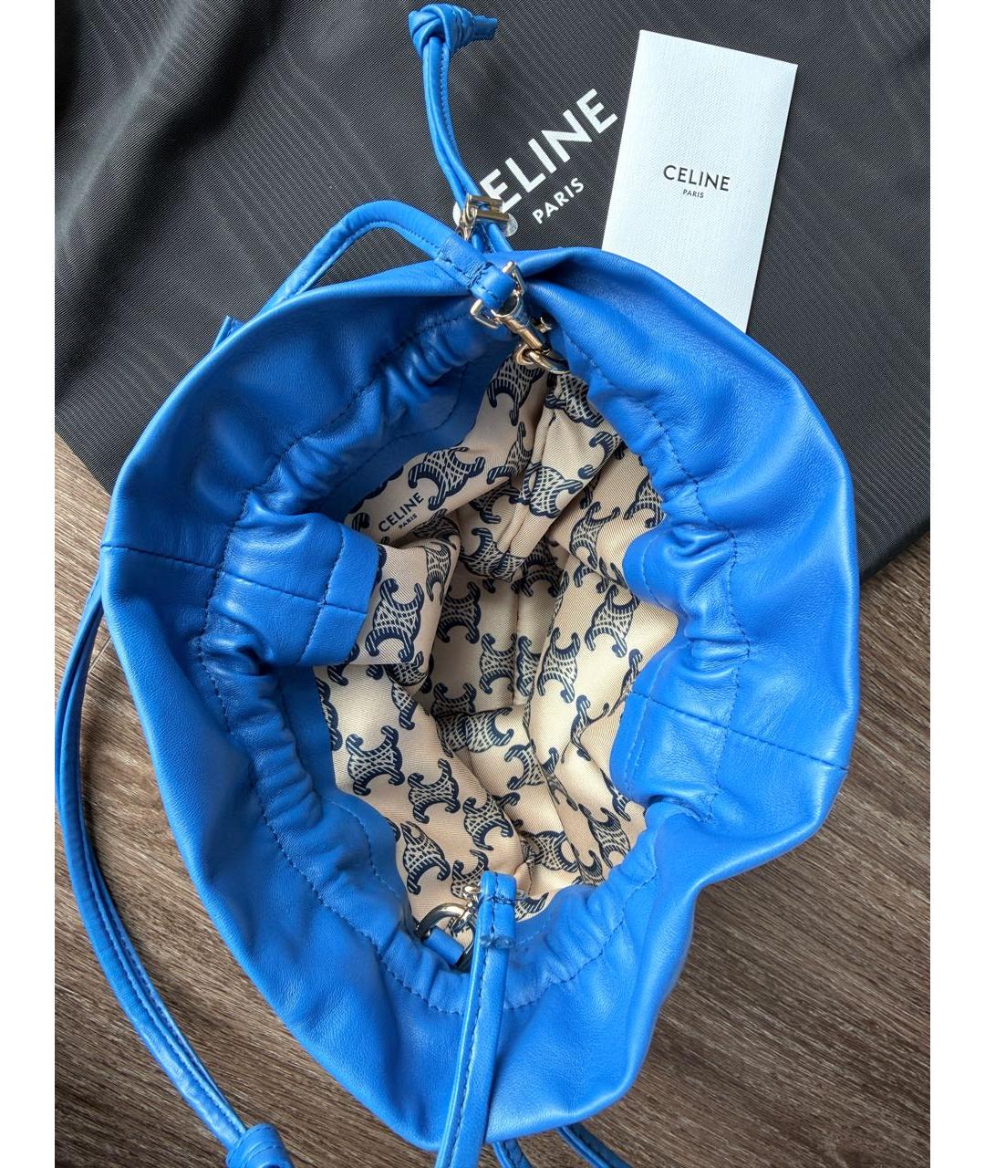 CELINE Синяя кожаная сумка через плечо, фото 4