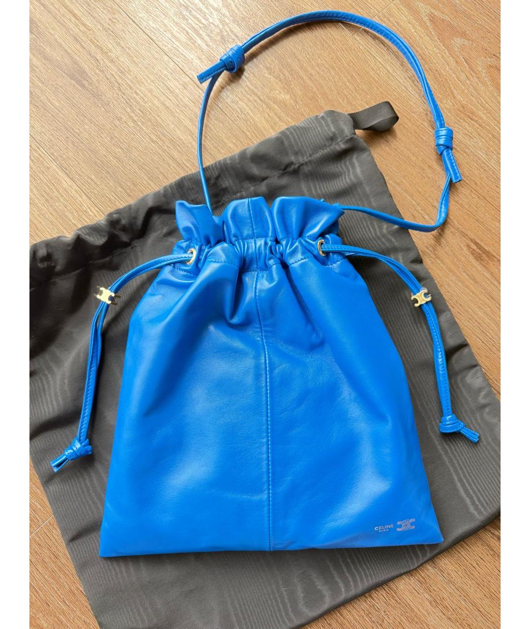 CELINE Синяя кожаная сумка через плечо, фото 8