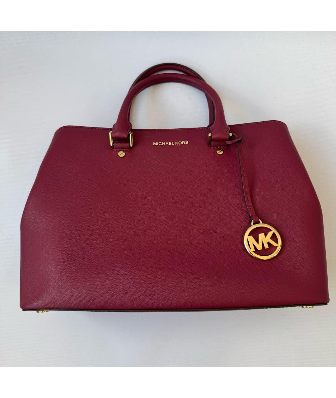 MICHAEL KORS Бордовая кожаная сумка с короткими ручками, фото 8