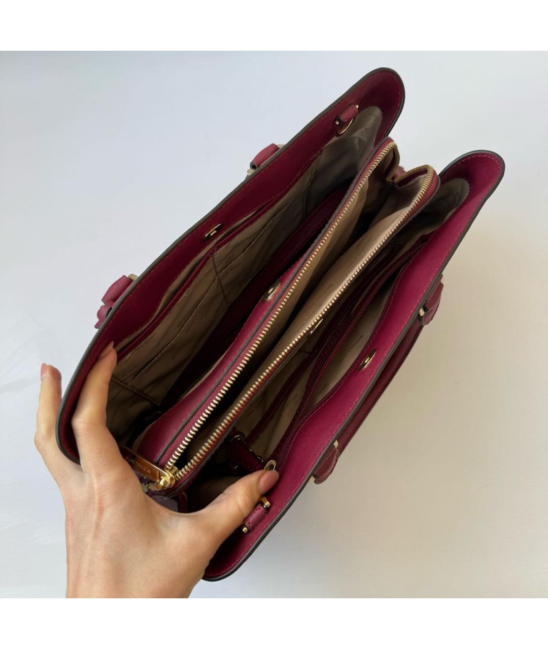 MICHAEL KORS Бордовая кожаная сумка с короткими ручками, фото 4