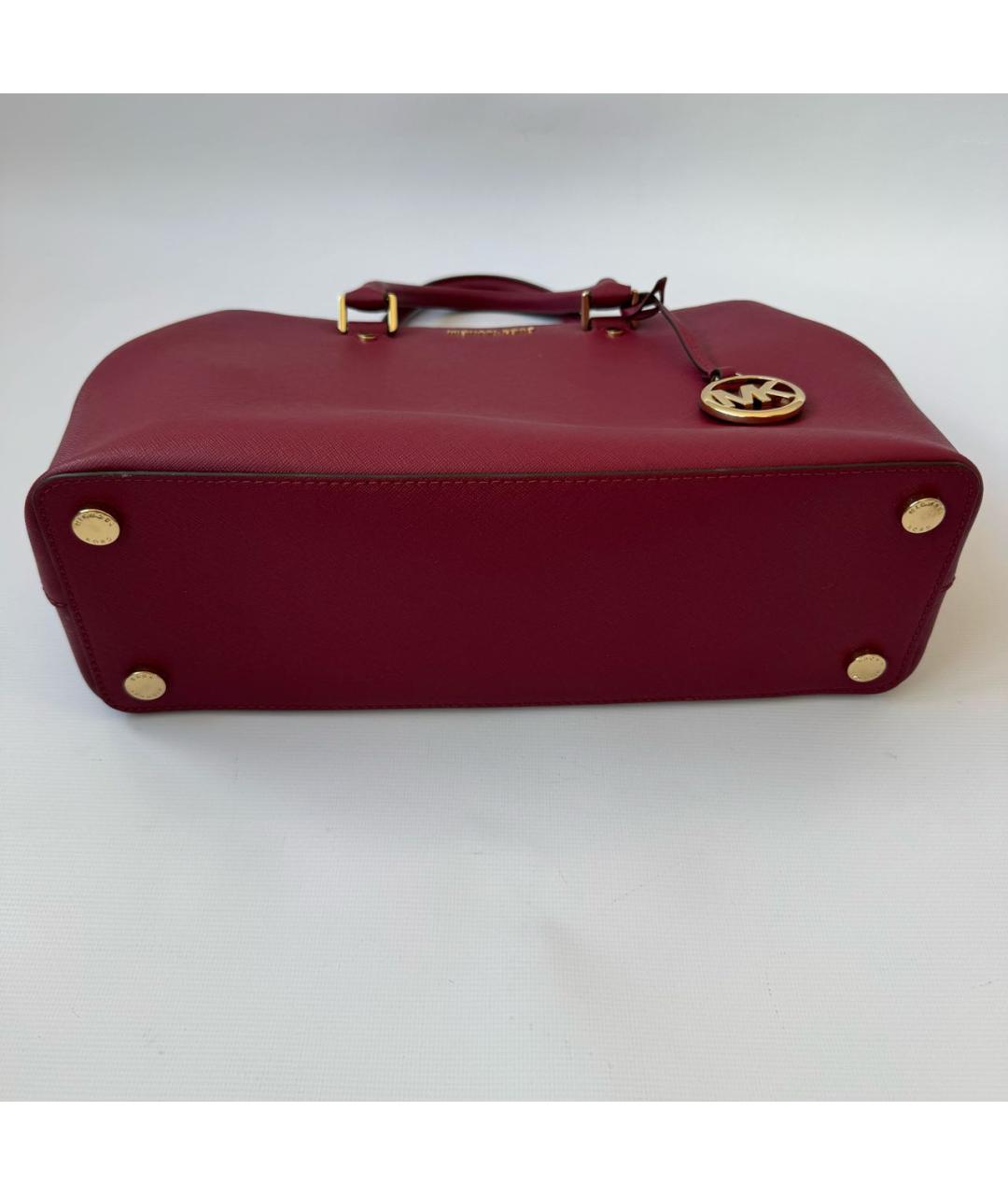 MICHAEL KORS Бордовая кожаная сумка с короткими ручками, фото 5