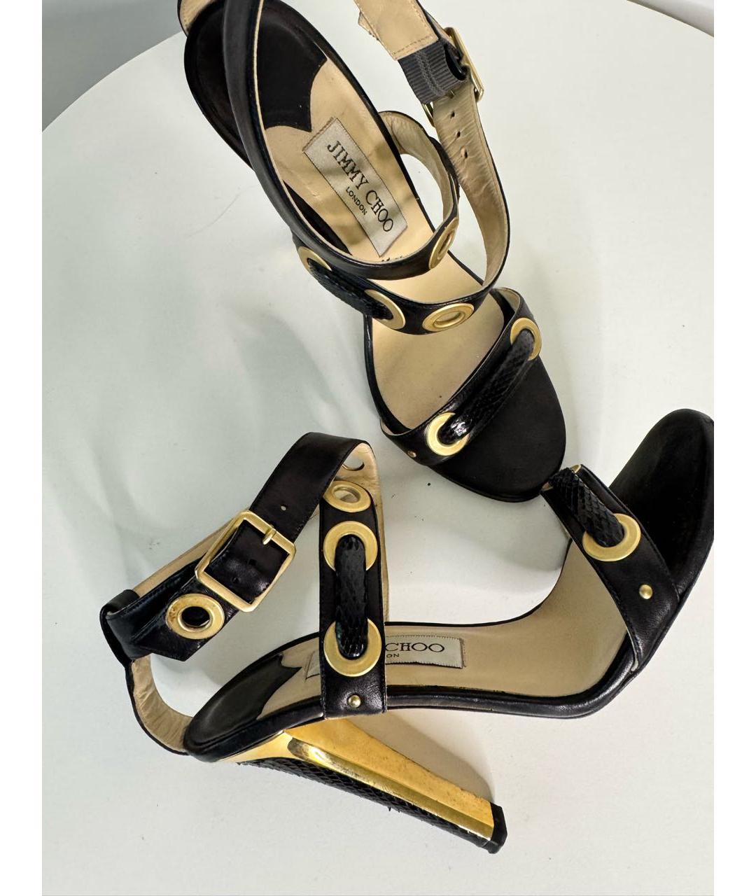 JIMMY CHOO Черные кожаные босоножки, фото 6