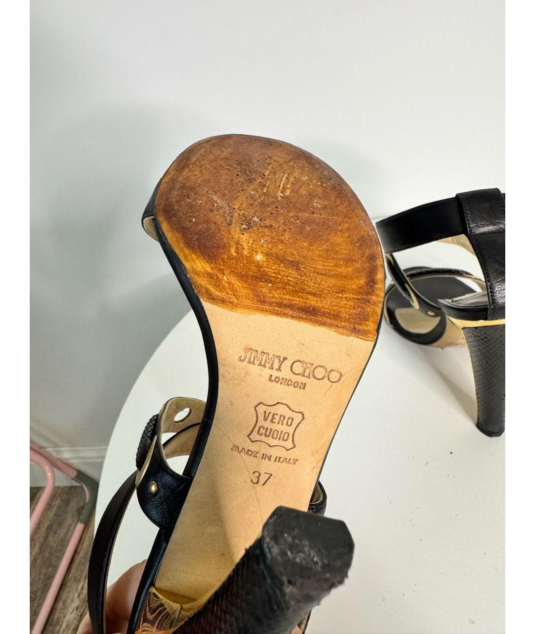 JIMMY CHOO Черные кожаные босоножки, фото 7