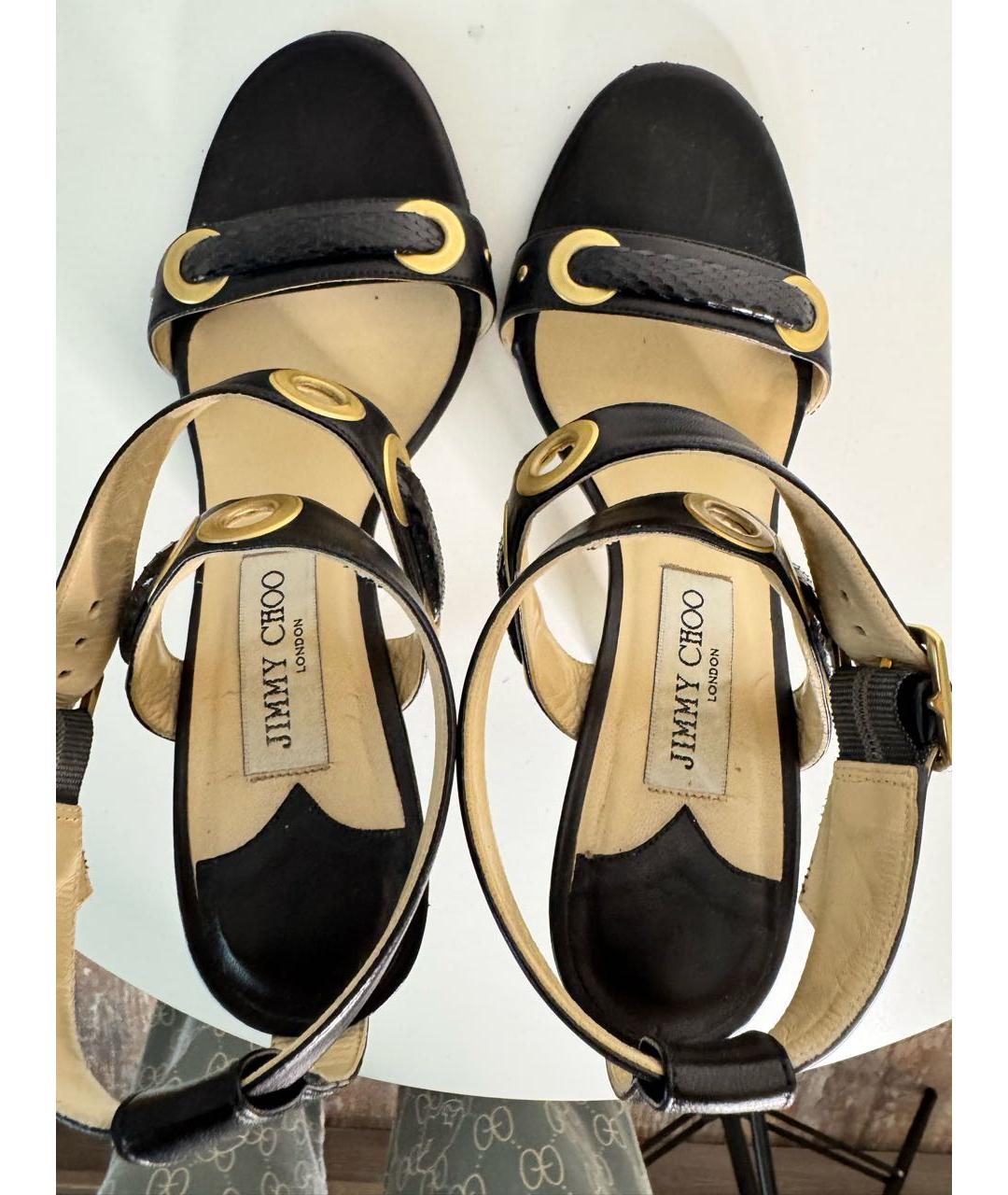 JIMMY CHOO Черные кожаные босоножки, фото 3