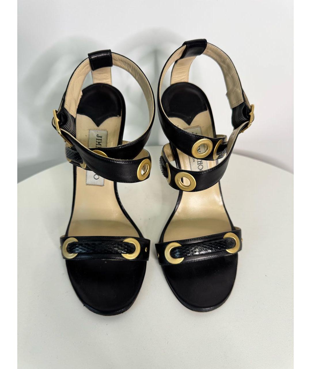 JIMMY CHOO Черные кожаные босоножки, фото 2