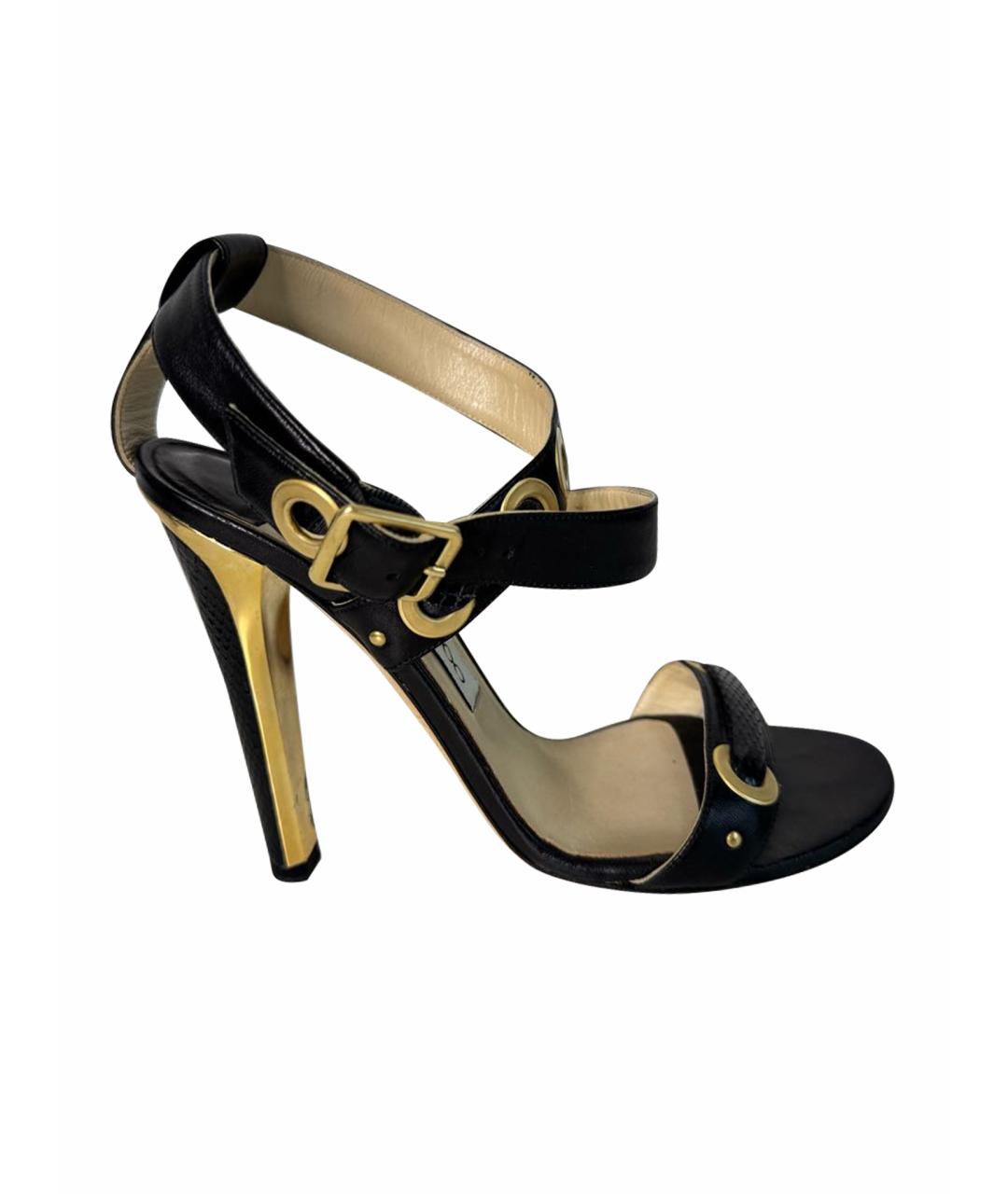 JIMMY CHOO Черные кожаные босоножки, фото 1