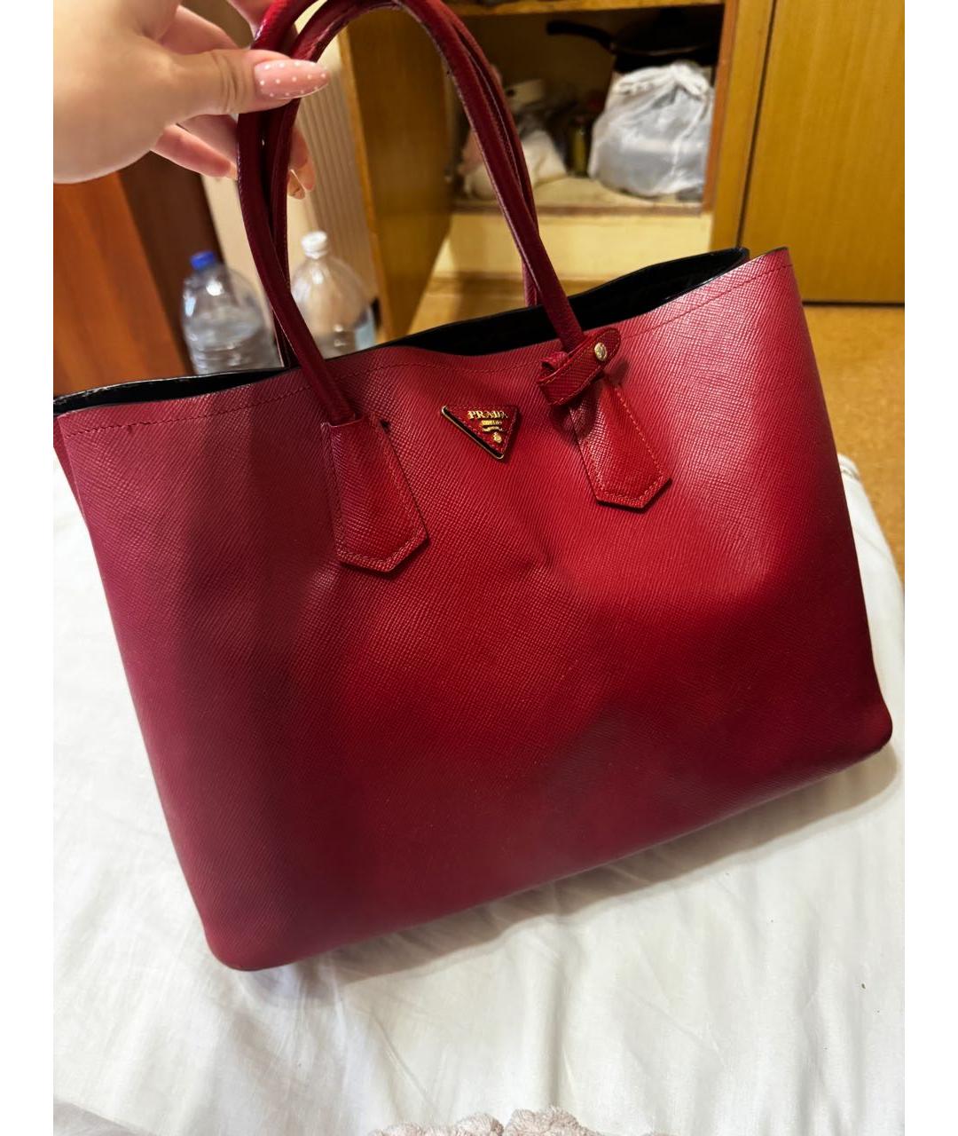 PRADA Красная кожаная сумка тоут, фото 7