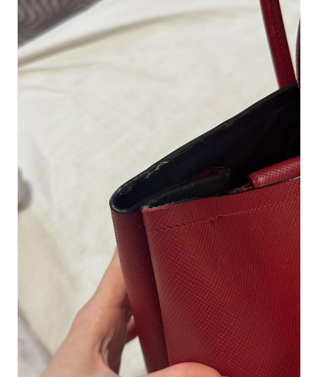 PRADA Красная кожаная сумка тоут, фото 6