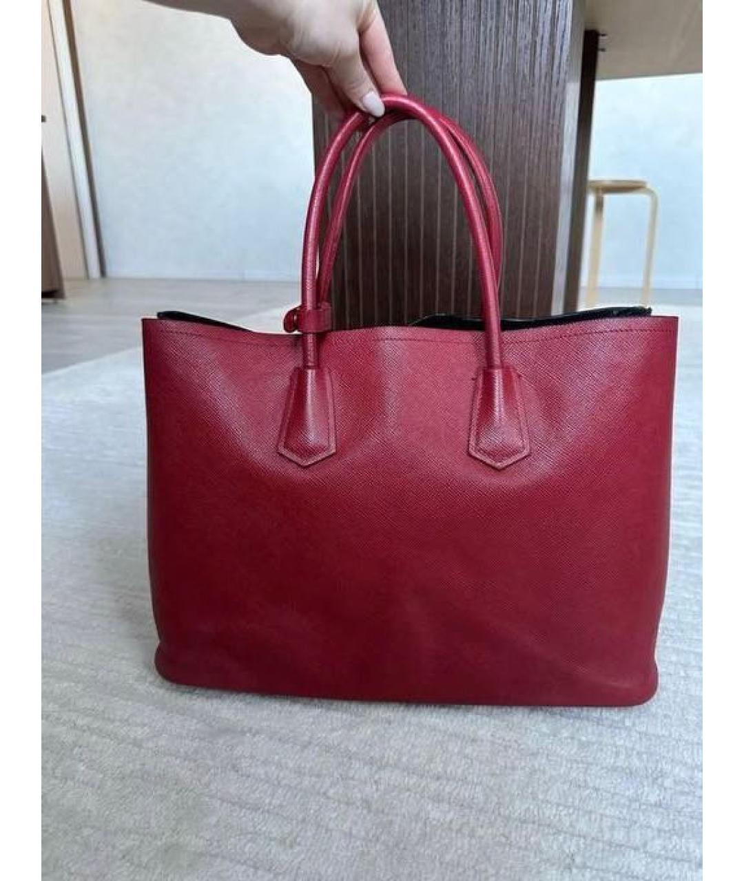 PRADA Красная кожаная сумка тоут, фото 3