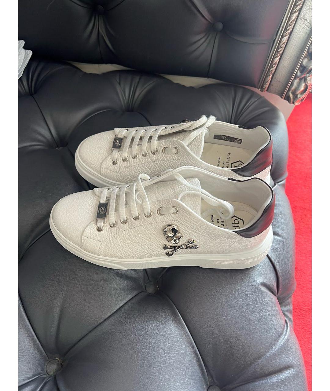 PHILIPP PLEIN Белые кожаные кеды, фото 5