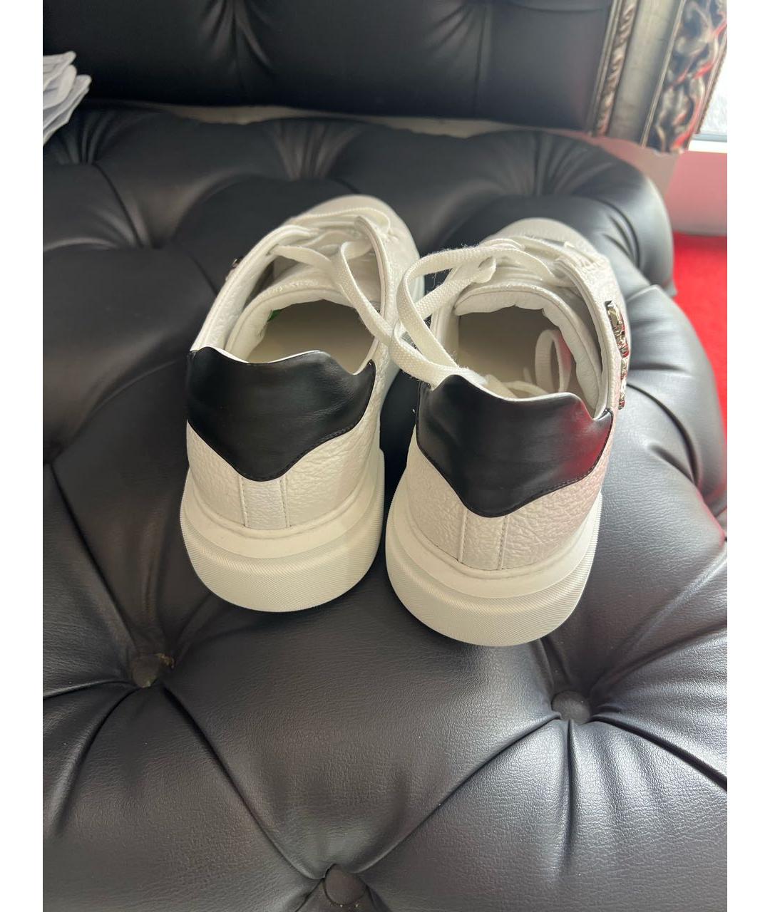 PHILIPP PLEIN Белые кожаные кеды, фото 3