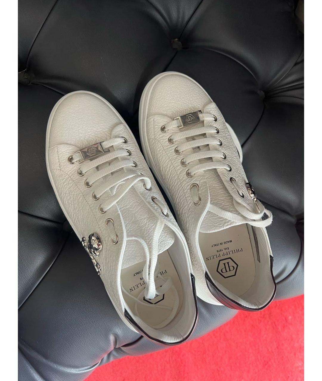 PHILIPP PLEIN Белые кожаные кеды, фото 6