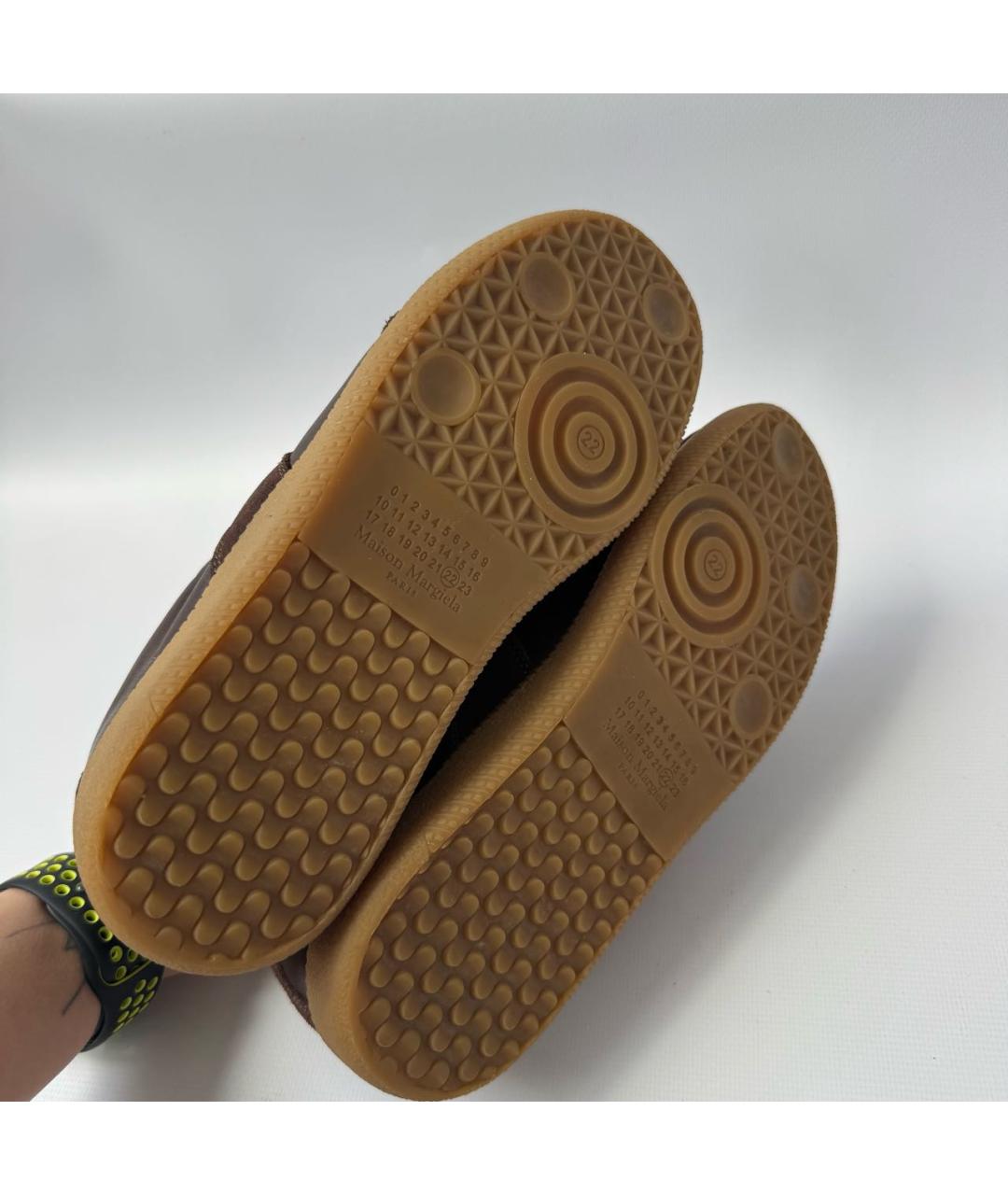 MAISON MARGIELA Коричневые кожаные низкие кроссовки / кеды, фото 5