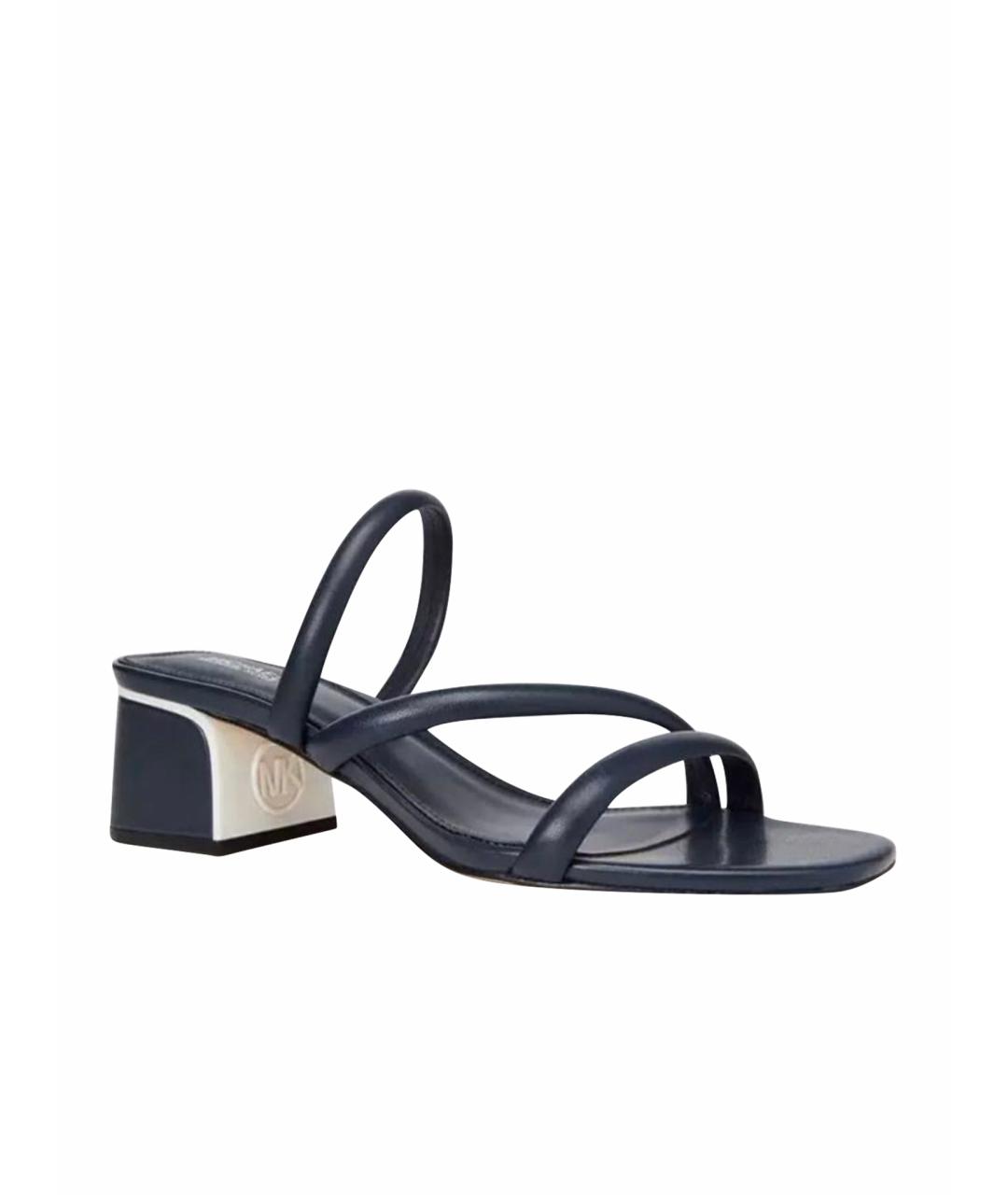 MICHAEL KORS Темно-синие кожаные босоножки, фото 1