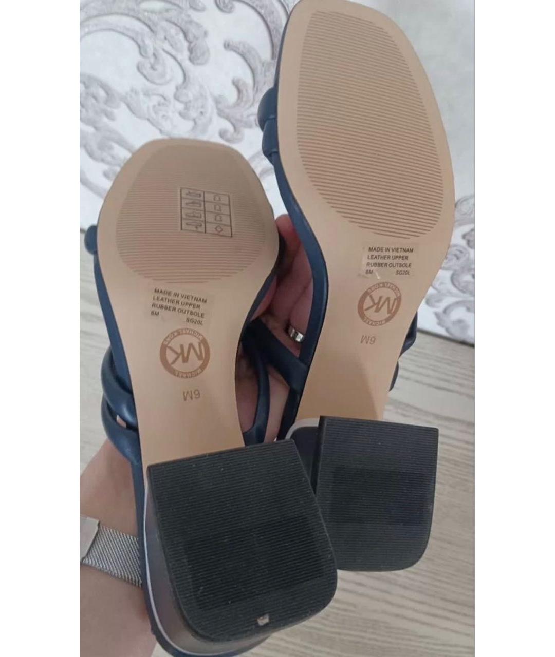 MICHAEL KORS Темно-синие кожаные босоножки, фото 4