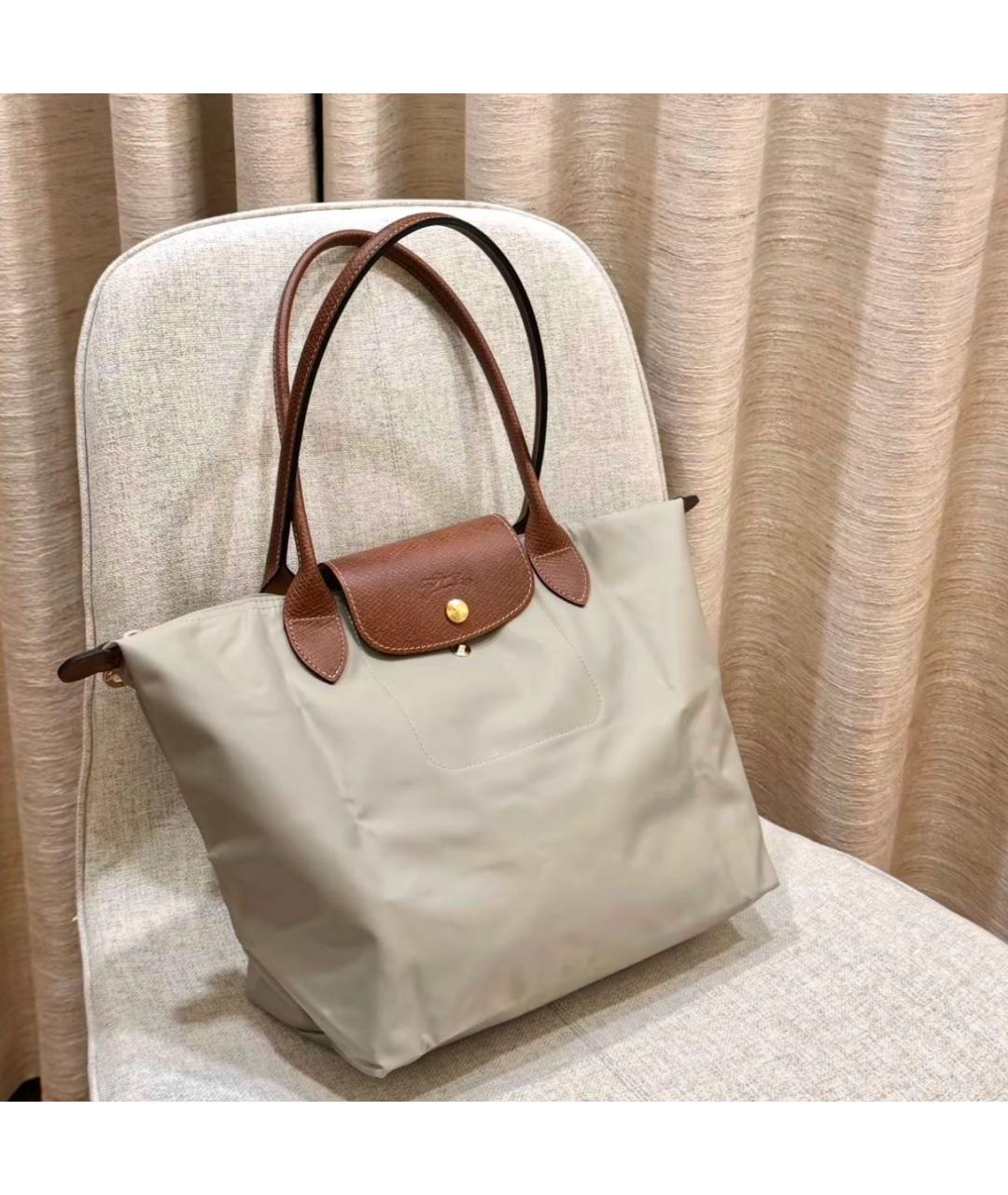 LONGCHAMP Бежевая тканевая сумка тоут, фото 5