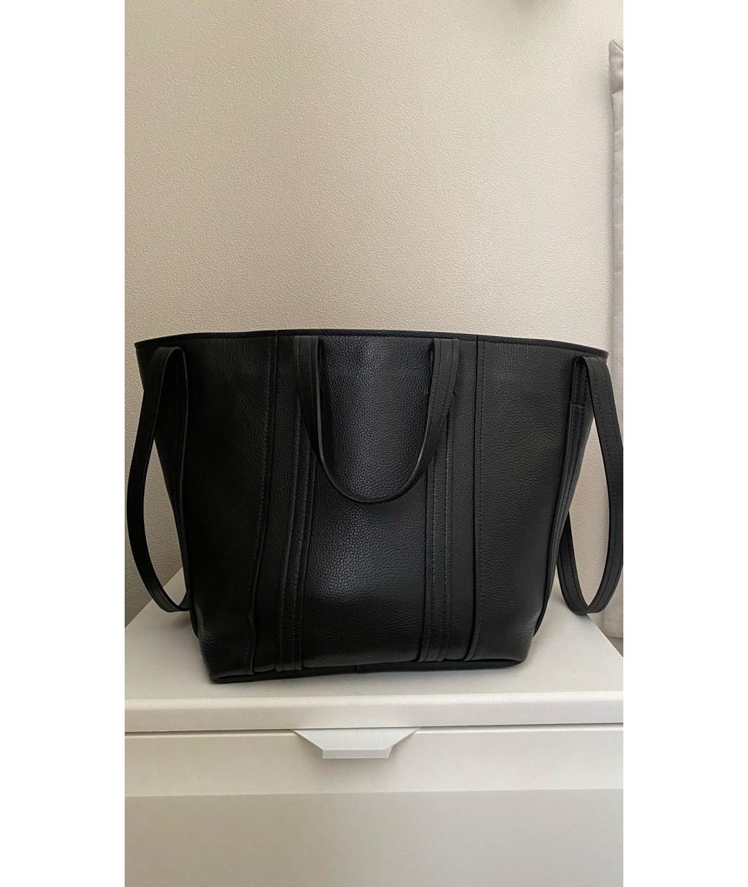 BALENCIAGA Черная кожаная сумка тоут, фото 3