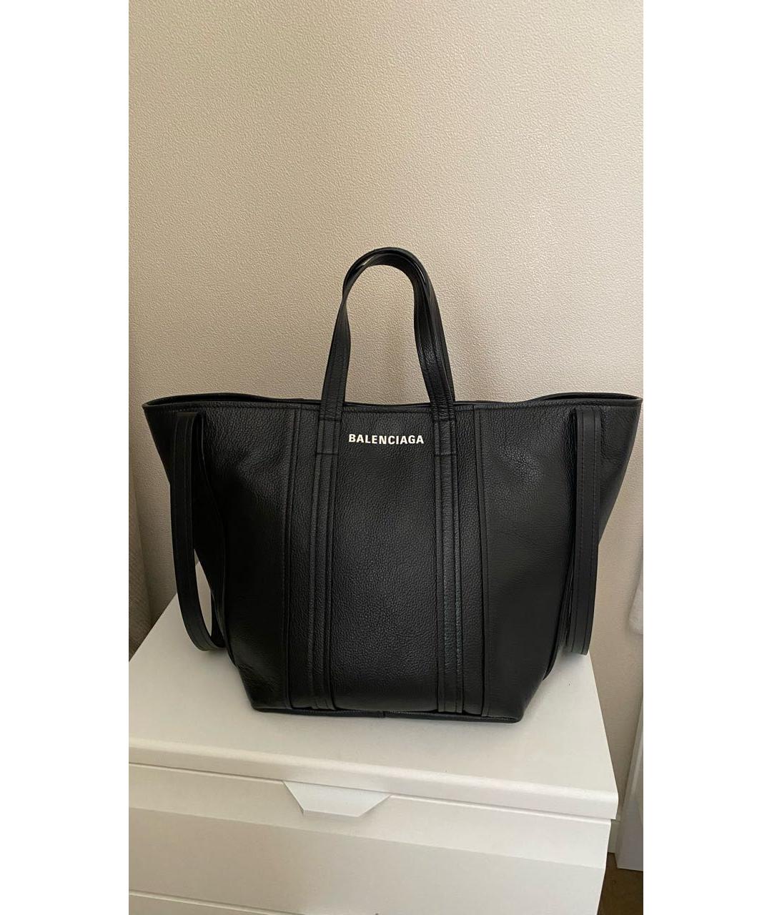 BALENCIAGA Черная кожаная сумка тоут, фото 5