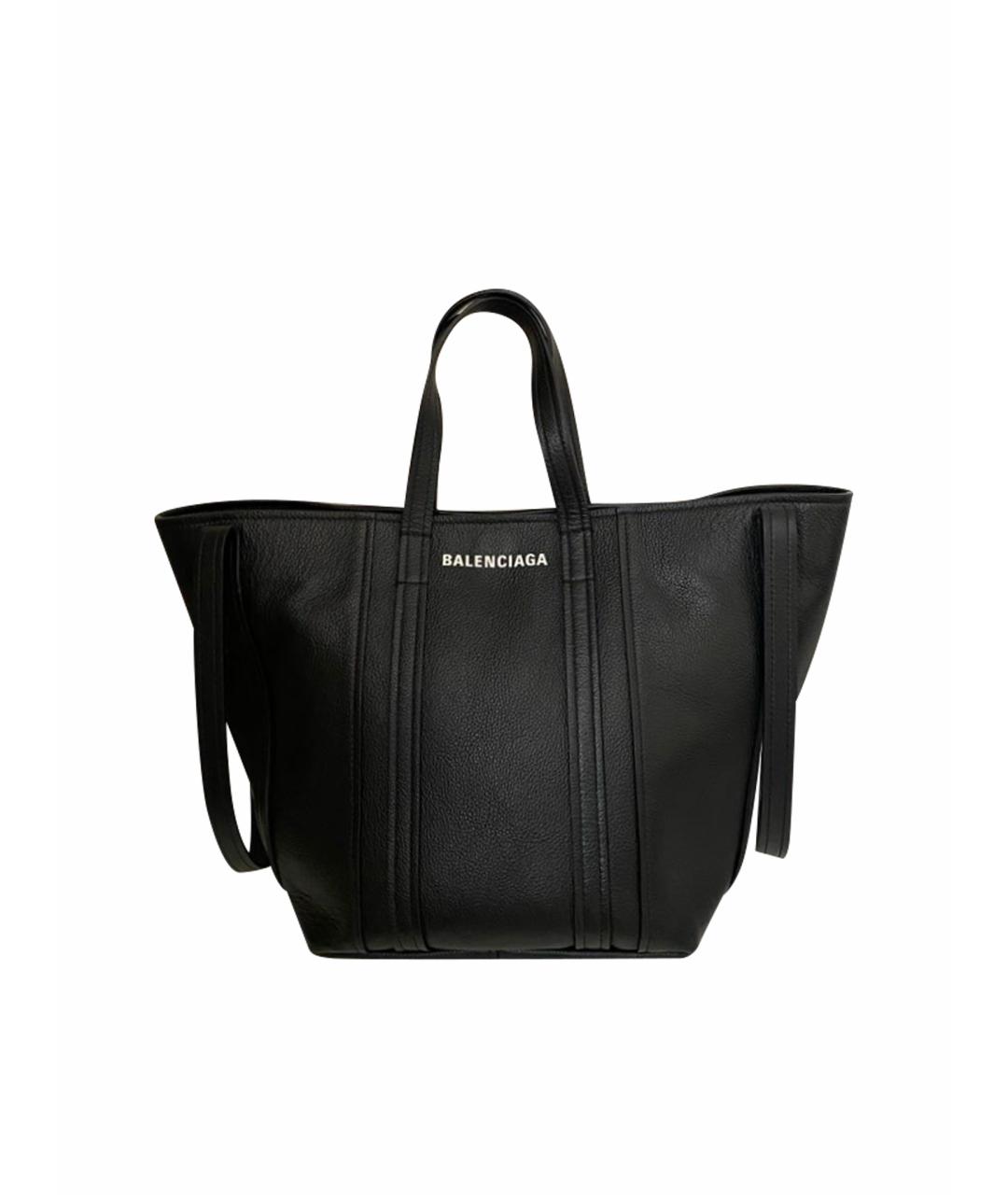 BALENCIAGA Черная кожаная сумка тоут, фото 1