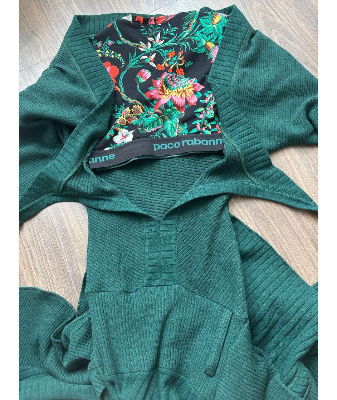 PACO RABANNE Зеленые шерстяное платье, фото 8