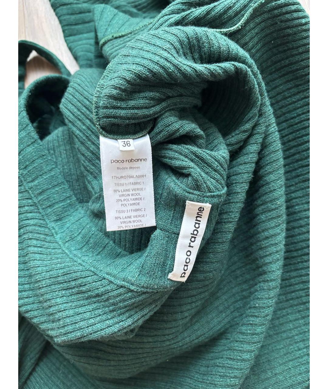 PACO RABANNE Зеленые шерстяное платье, фото 4