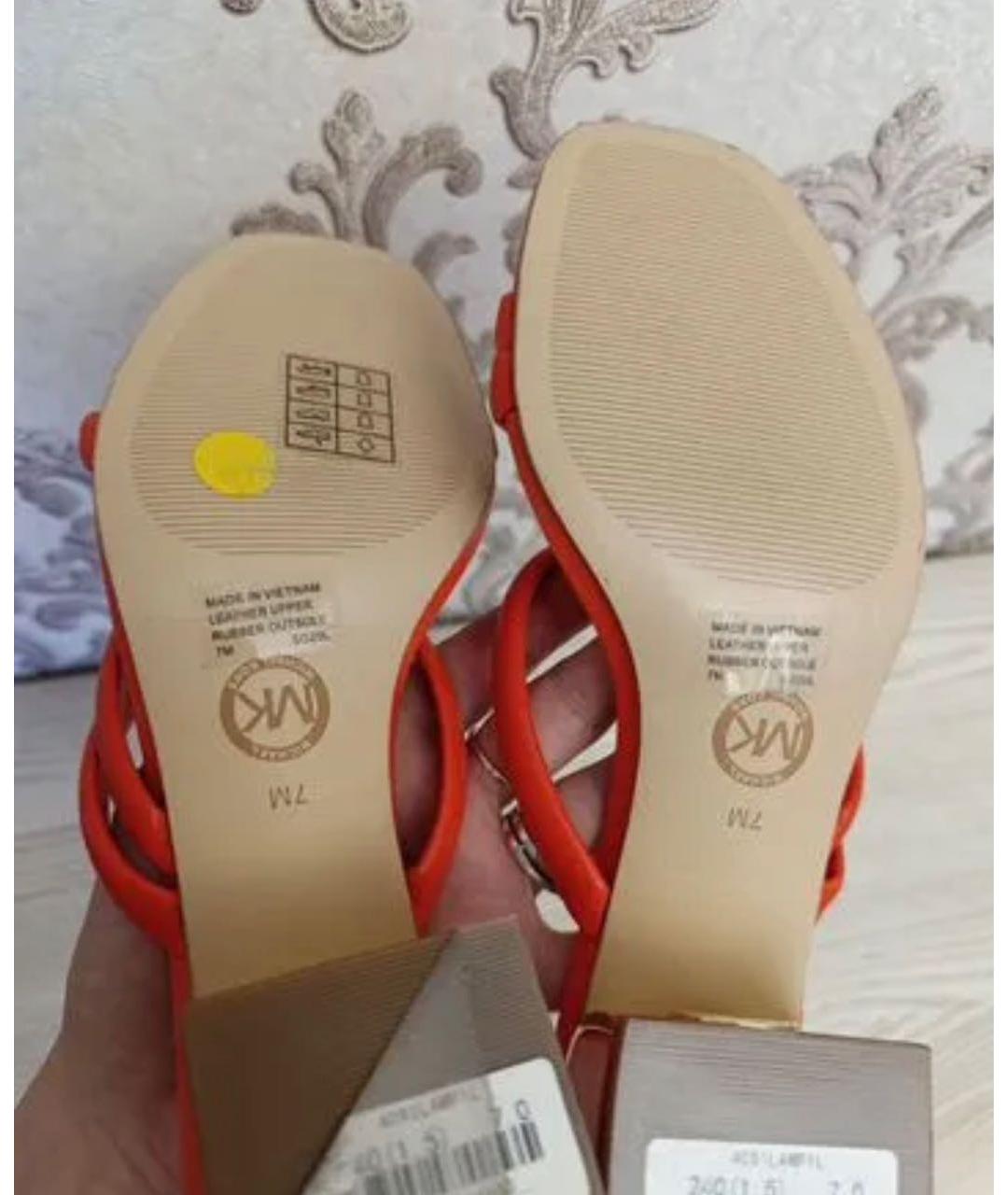 MICHAEL KORS Оранжевое кожаные босоножки, фото 4