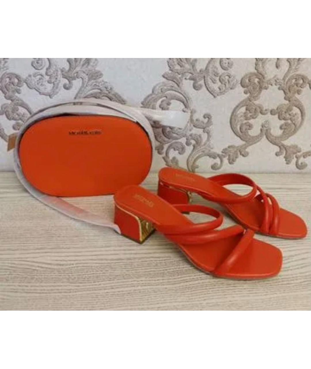 MICHAEL KORS Оранжевое кожаные босоножки, фото 5