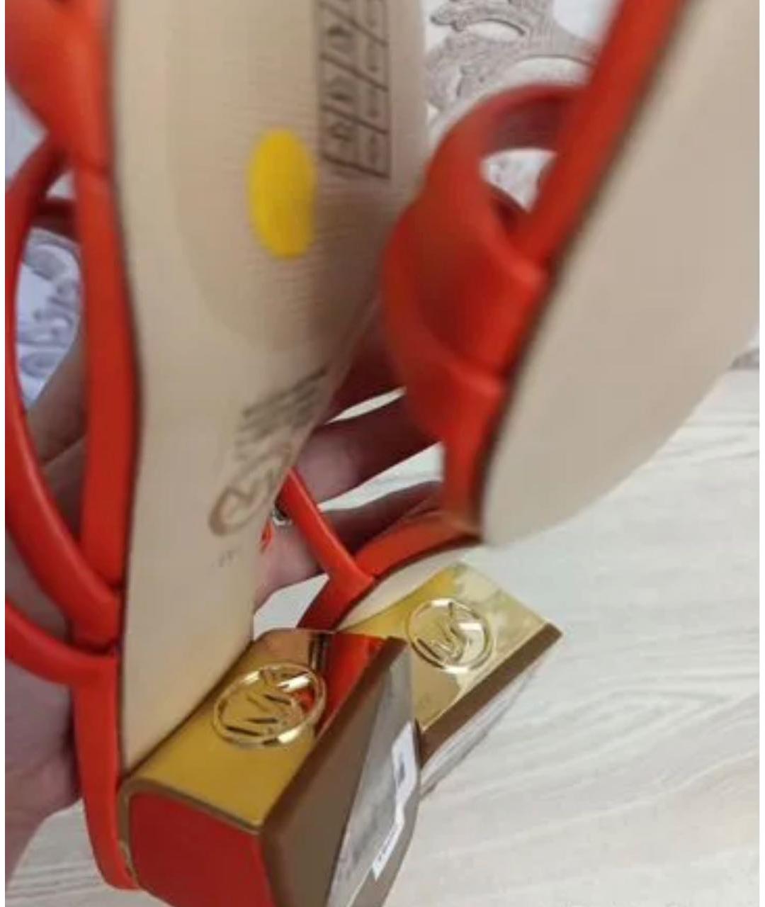 MICHAEL KORS Оранжевое кожаные босоножки, фото 3