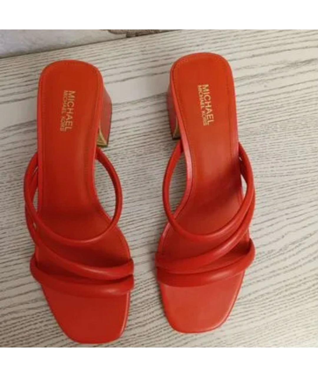 MICHAEL KORS Оранжевое кожаные босоножки, фото 2