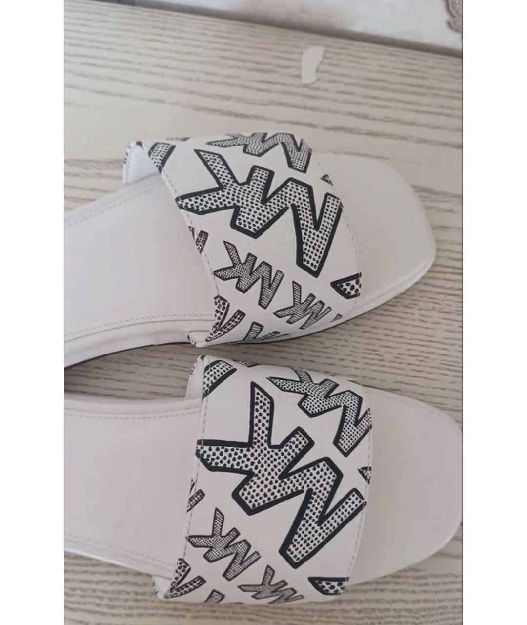 MICHAEL KORS Белые кожаные сабо, фото 3