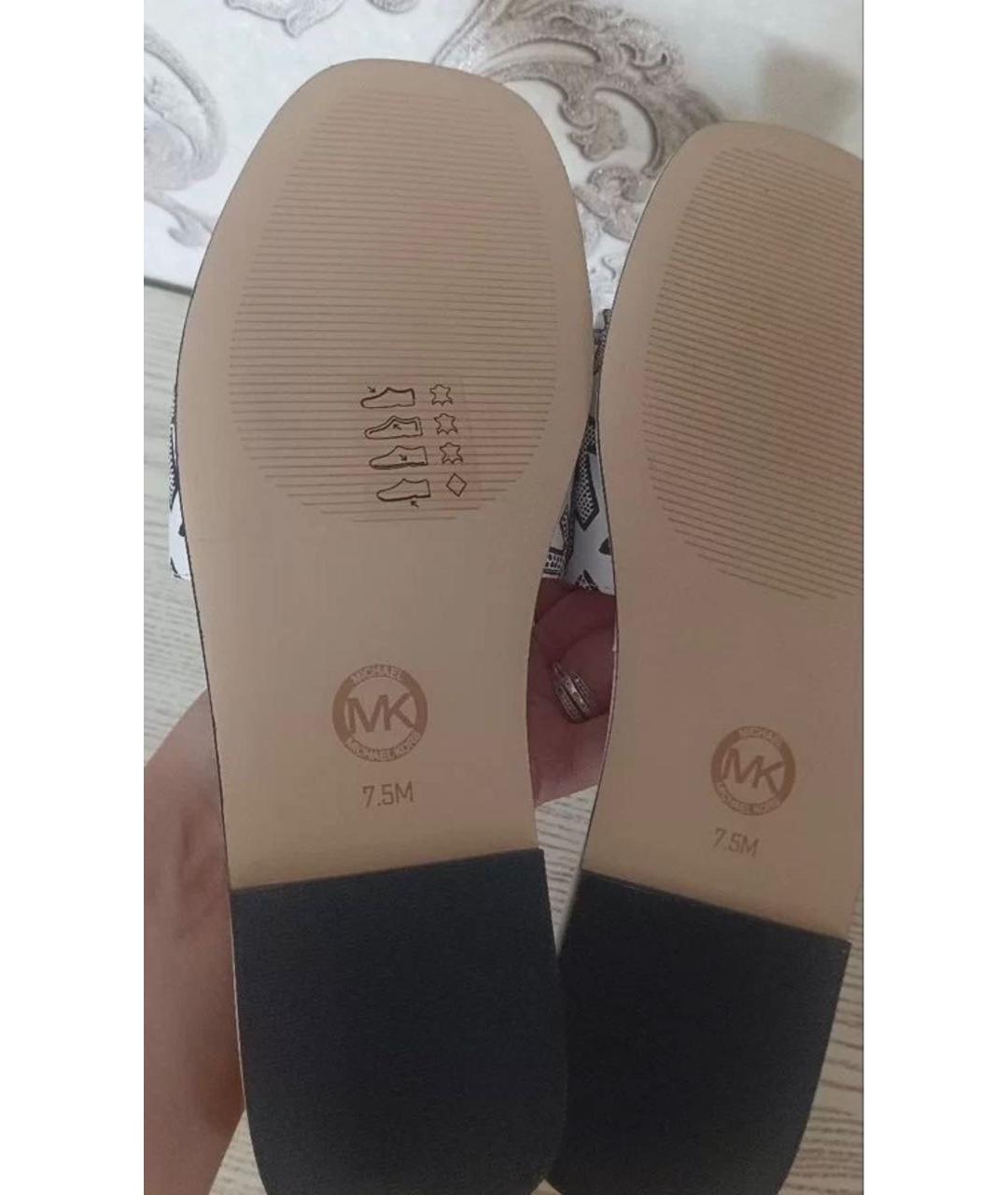 MICHAEL KORS Белые кожаные сабо, фото 4