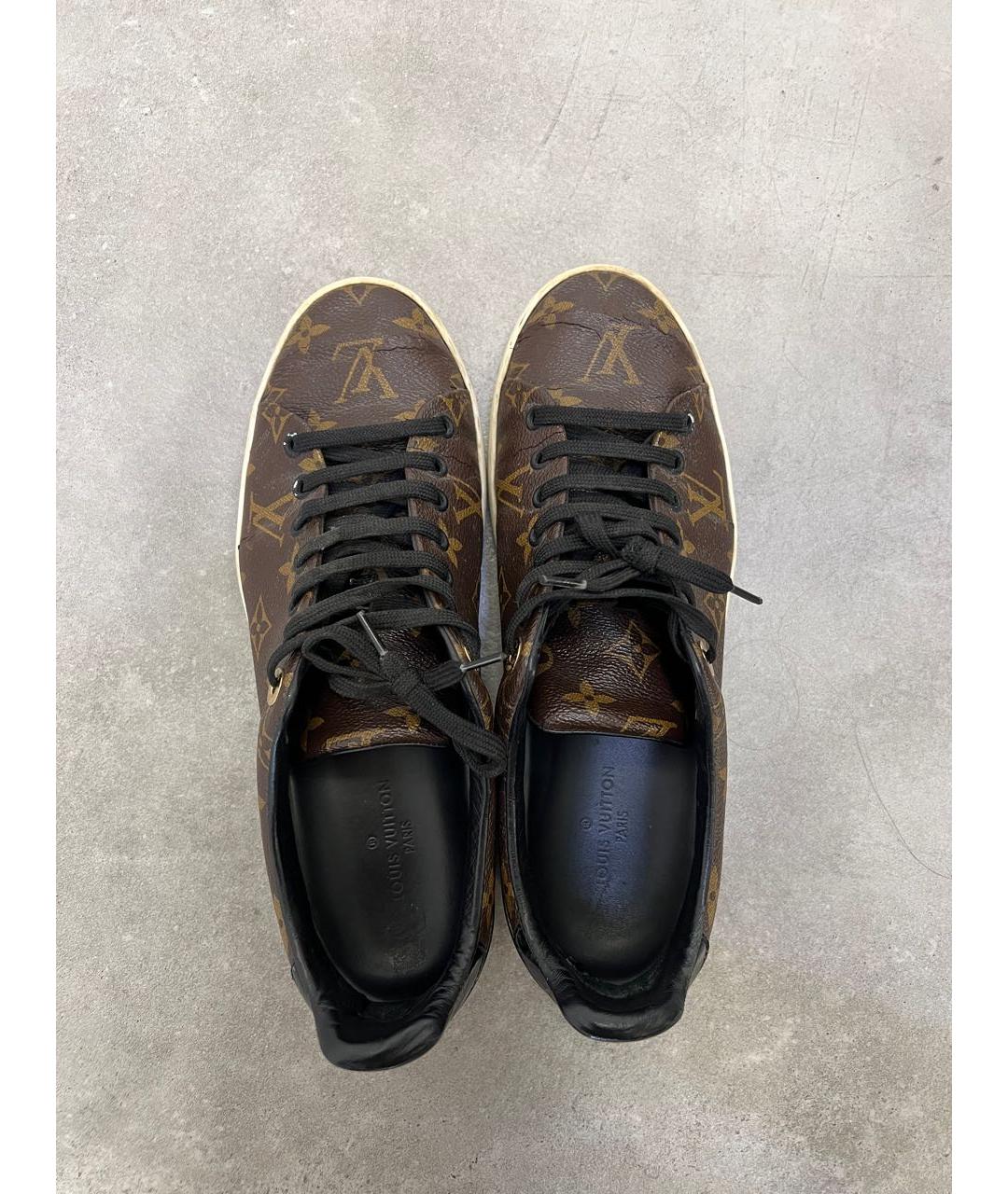 LOUIS VUITTON Коричневые кожаные кеды, фото 3