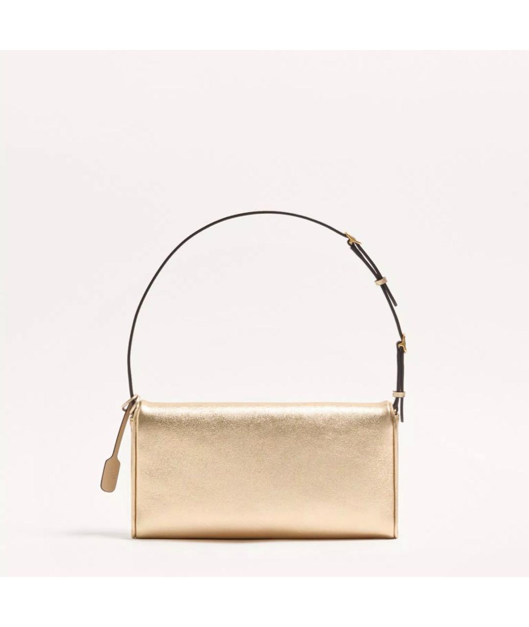 VALENTINO Золотая кожаная сумка с короткими ручками, фото 3