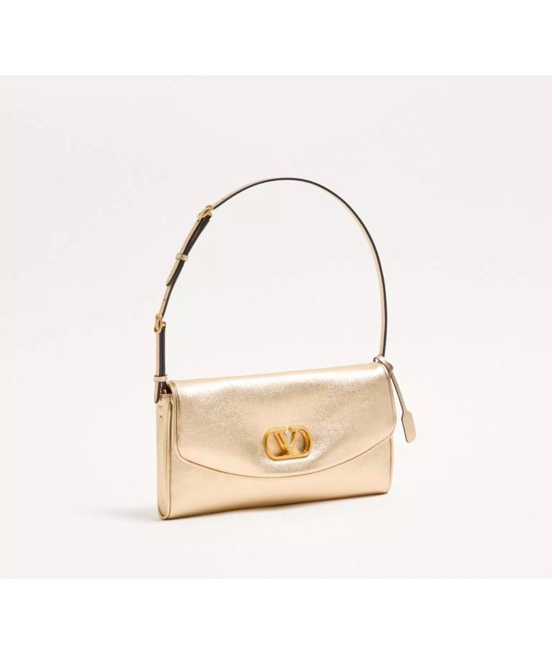 VALENTINO Золотая кожаная сумка с короткими ручками, фото 2