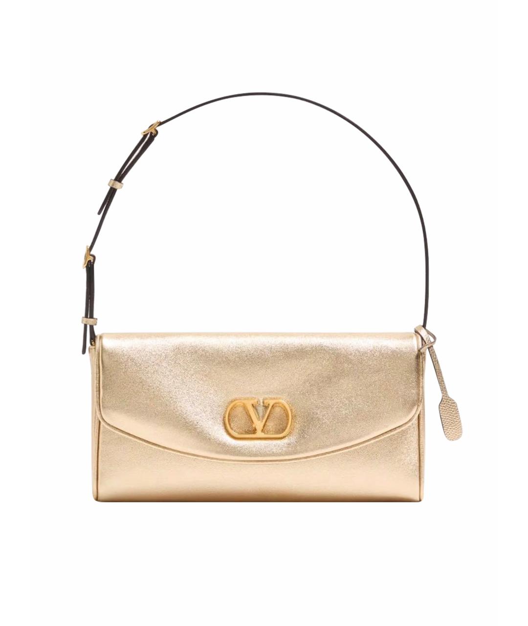 VALENTINO Золотая кожаная сумка с короткими ручками, фото 1
