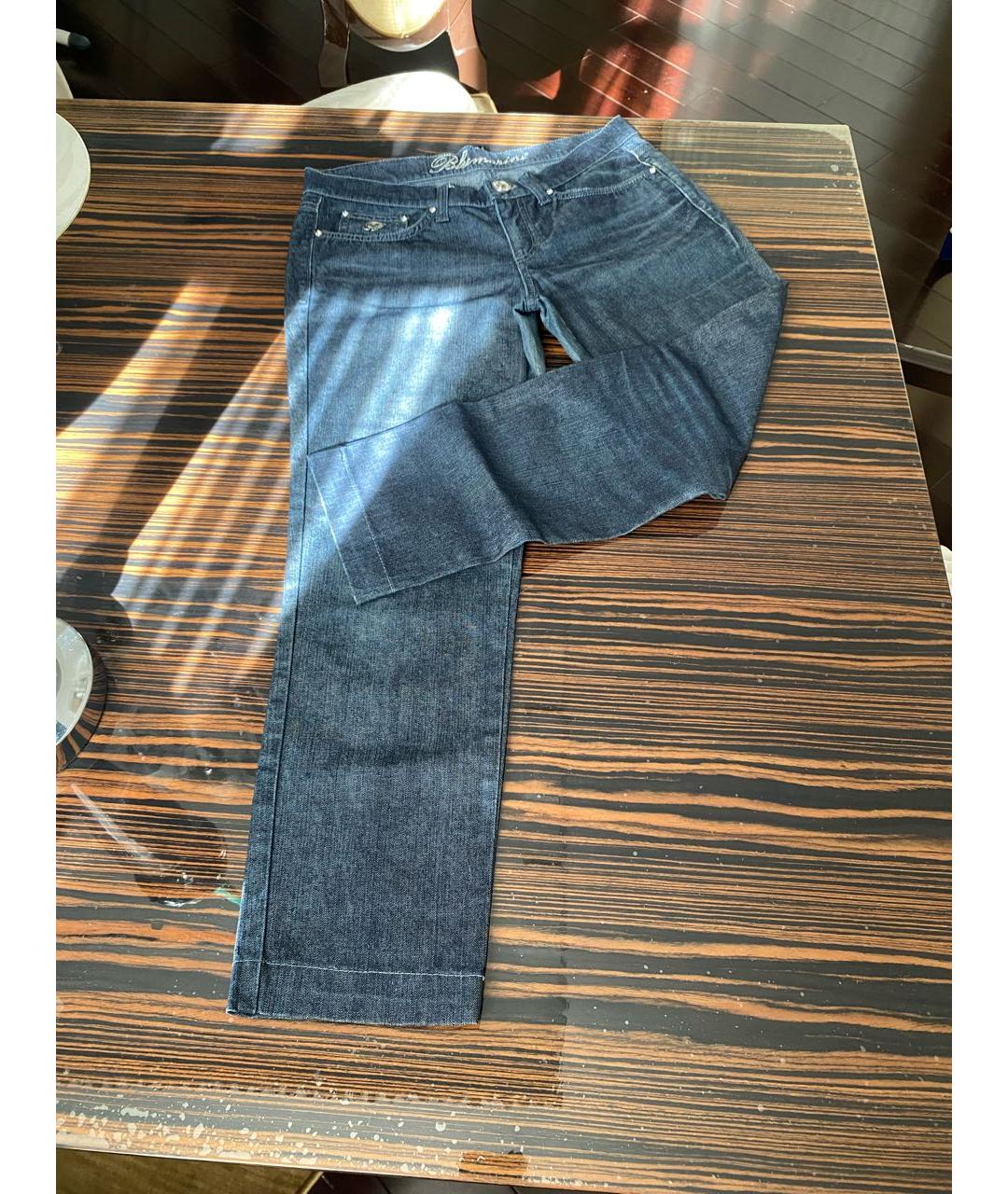 BLUMARINE Синие хлопко-эластановые прямые джинсы, фото 9