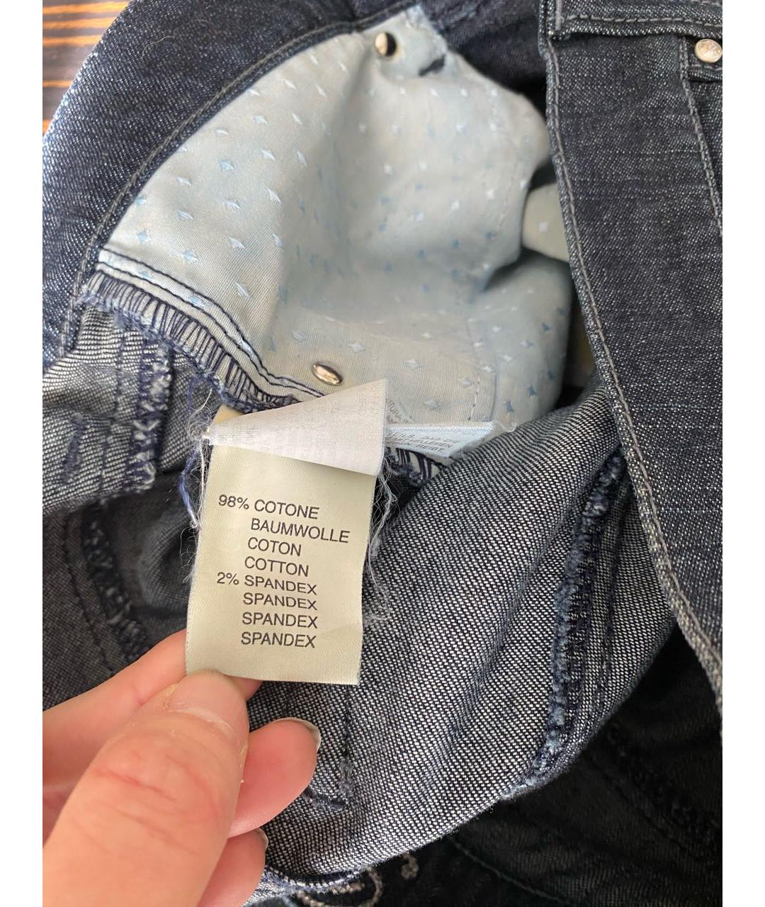 BLUMARINE Синие хлопко-эластановые прямые джинсы, фото 7