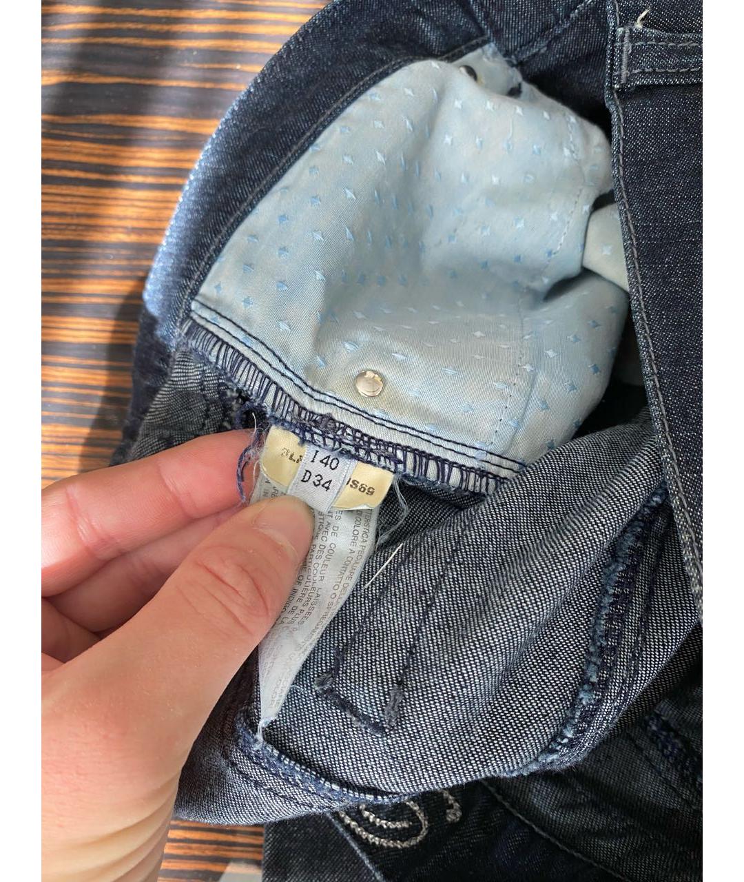BLUMARINE Синие хлопко-эластановые прямые джинсы, фото 8