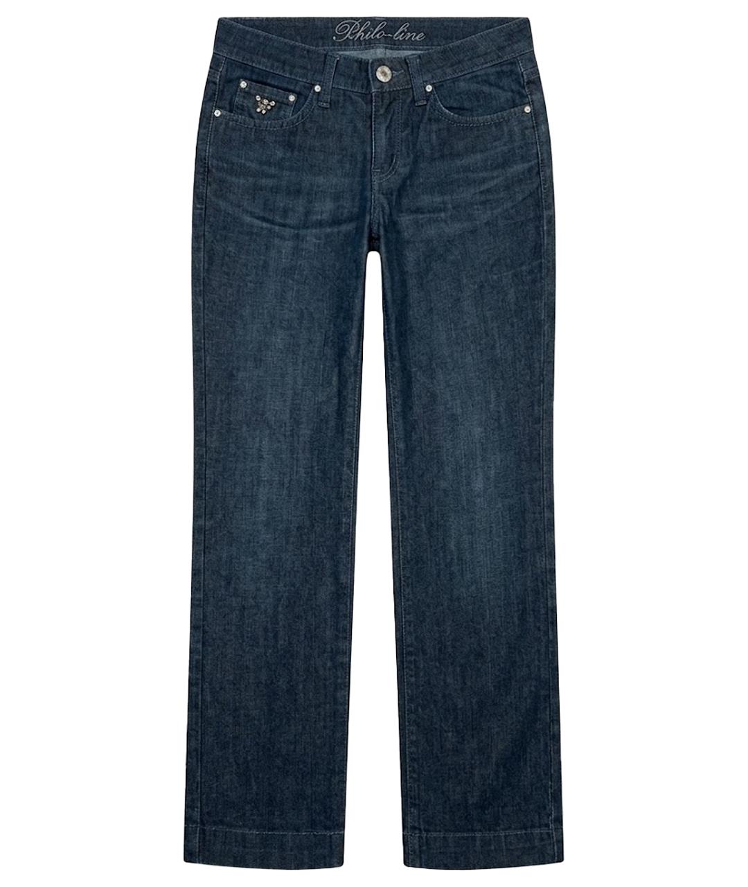 BLUMARINE Синие хлопко-эластановые прямые джинсы, фото 1