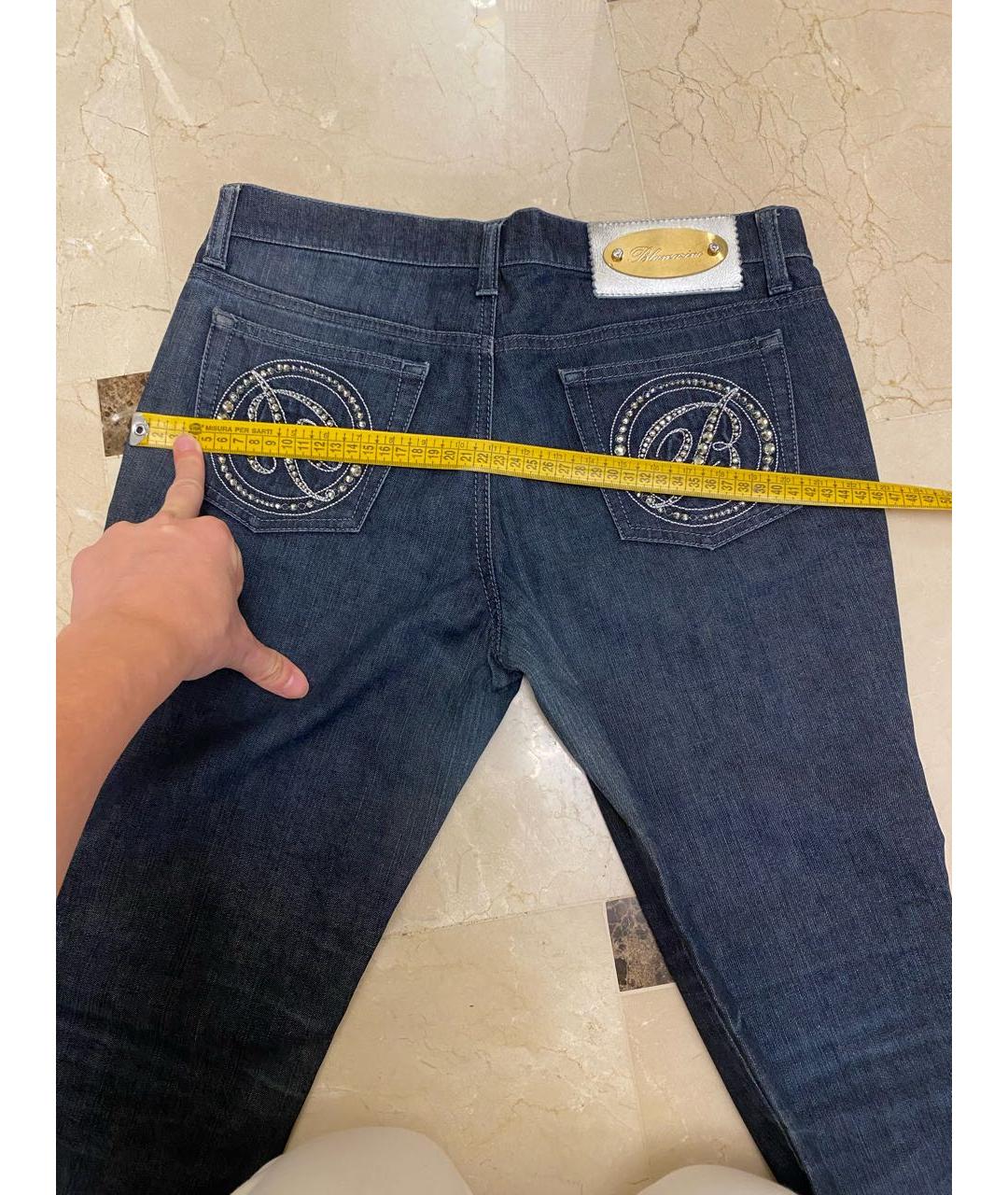 BLUMARINE Синие хлопко-эластановые прямые джинсы, фото 2