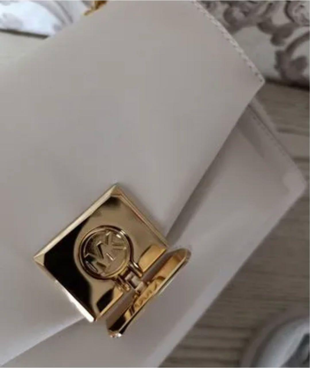 MICHAEL KORS Бежевая кожаная сумка через плечо, фото 5