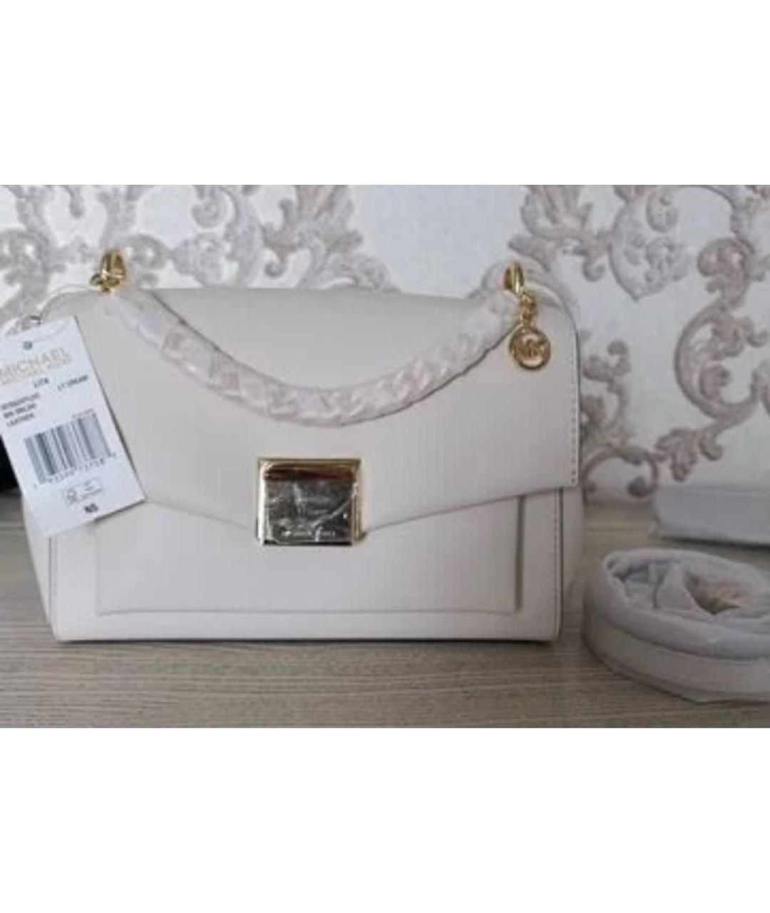 MICHAEL KORS Бежевая кожаная сумка через плечо, фото 3