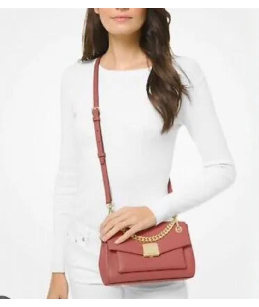 MICHAEL KORS Бежевая кожаная сумка через плечо, фото 7